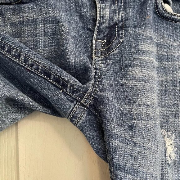 Vigoss Junior Women's The New York Bootcut Distressed Blue Denim Jeans Size 3 - Picture 11 of 12